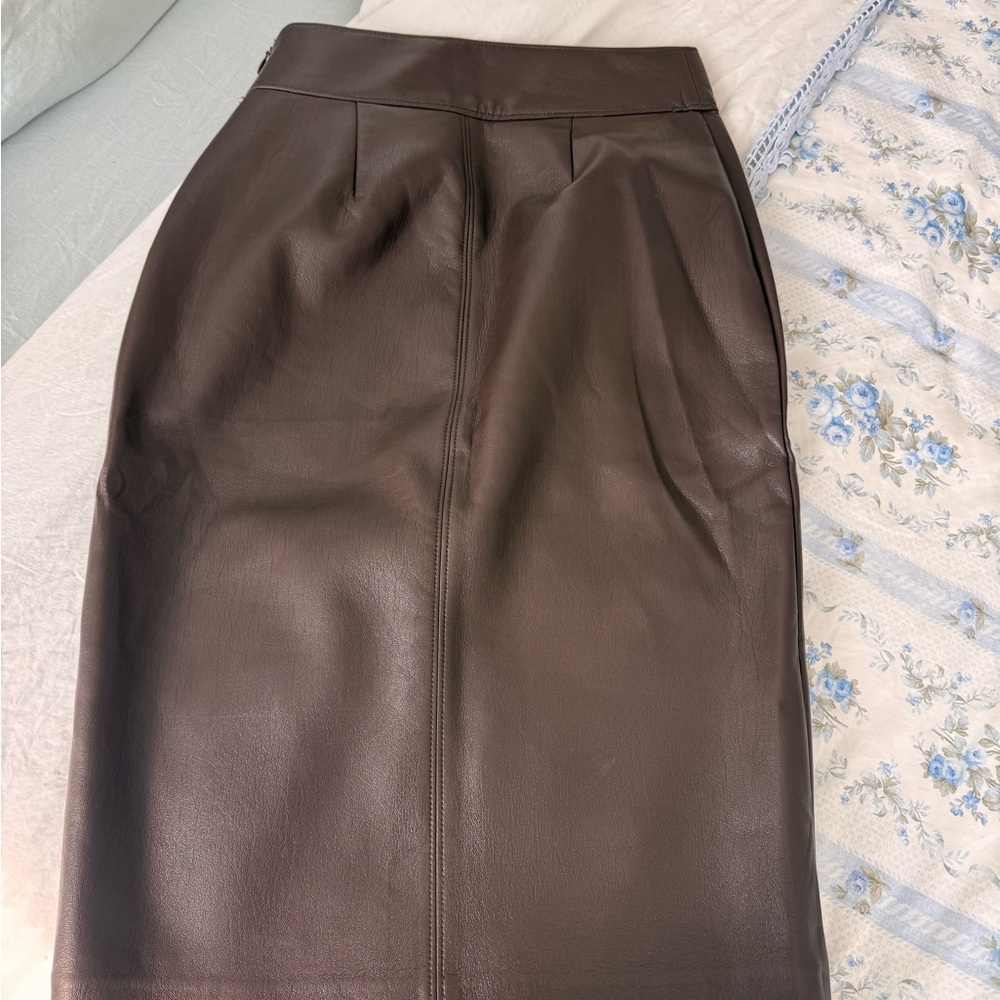 Babaton Brown Midi Pencil Skirt for Work